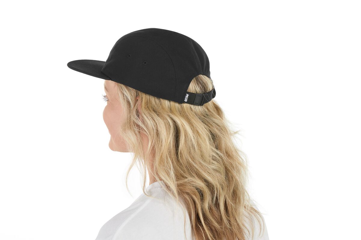 recycled-poly-flat-brim-5-panel-hat-c0 WebPDP-HAT003002_Recycled_Poly_Flat_Brim_5Panel_Hat_Black_Studio_Harper_Studios_0723_Side_2__HAT003002OS.jpg